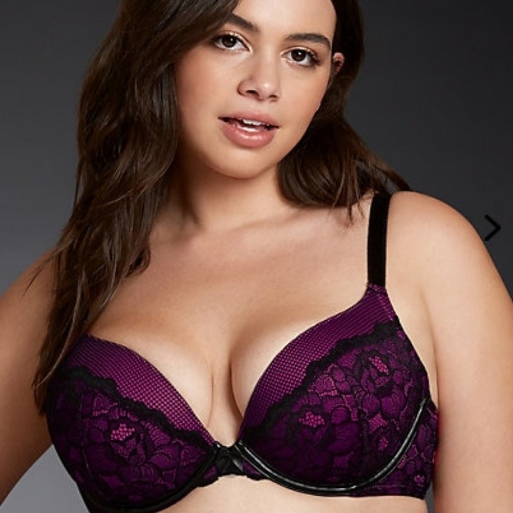 Fishnet & Lace Push-Up Plunge Bra